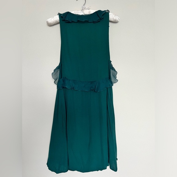 Free People Sleeveless Shift Dress Waterfall Ruffle in Emerald Green Size 4 - Picture 7 of 8